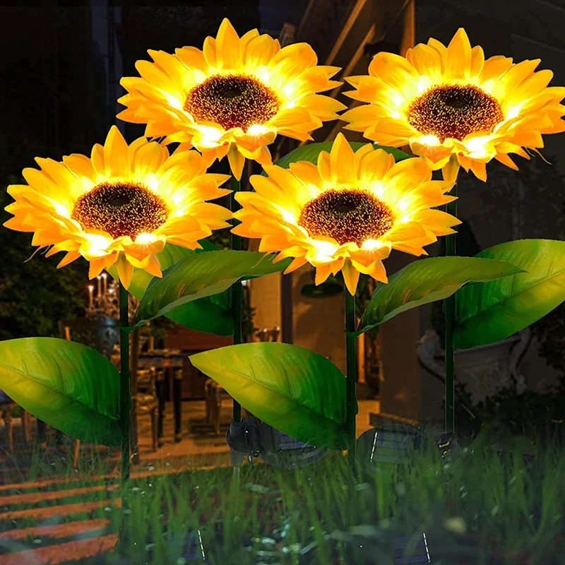 Solar LED Sunflower Lights Outdoor Waterproof Garden Decoration Lawn Lights For Patio Pathway Yard Balcony