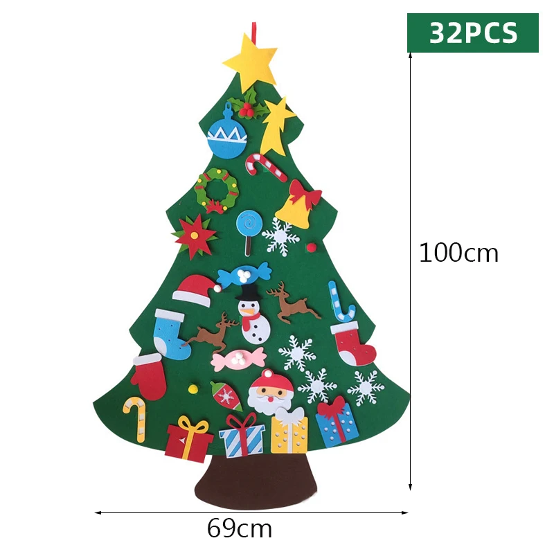 32Pcs Baby Montessori Toy Christmas Tree Felt DIY Christmas Activities For Children Toddlers Busy Board Educational Toys Gifts