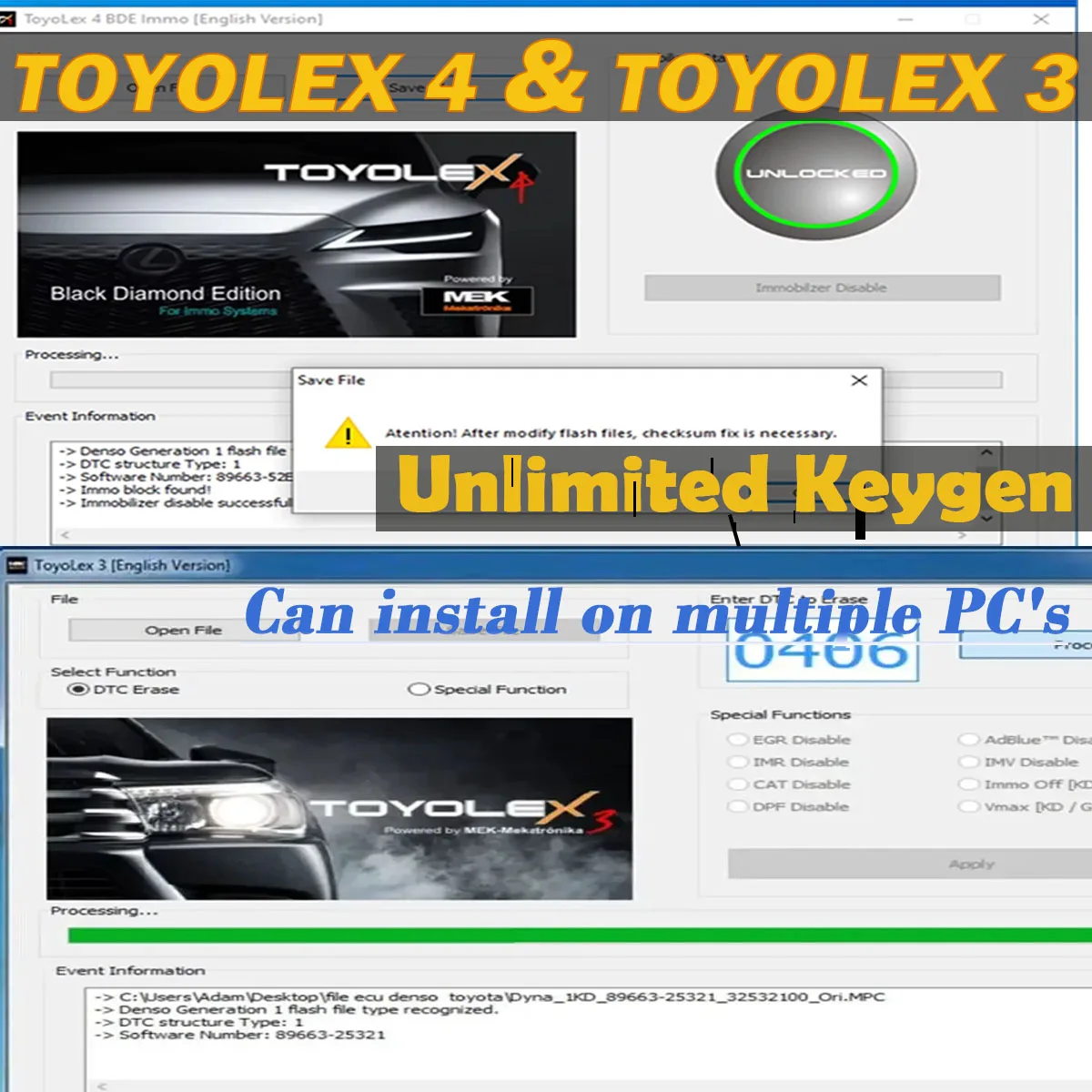 2024 Новый Toyolex4 Toyolex 4 для Denso Lexus и ToyoLex 3 нет необходимости Keygen Mascheramento DTC Disable Funziona Kess