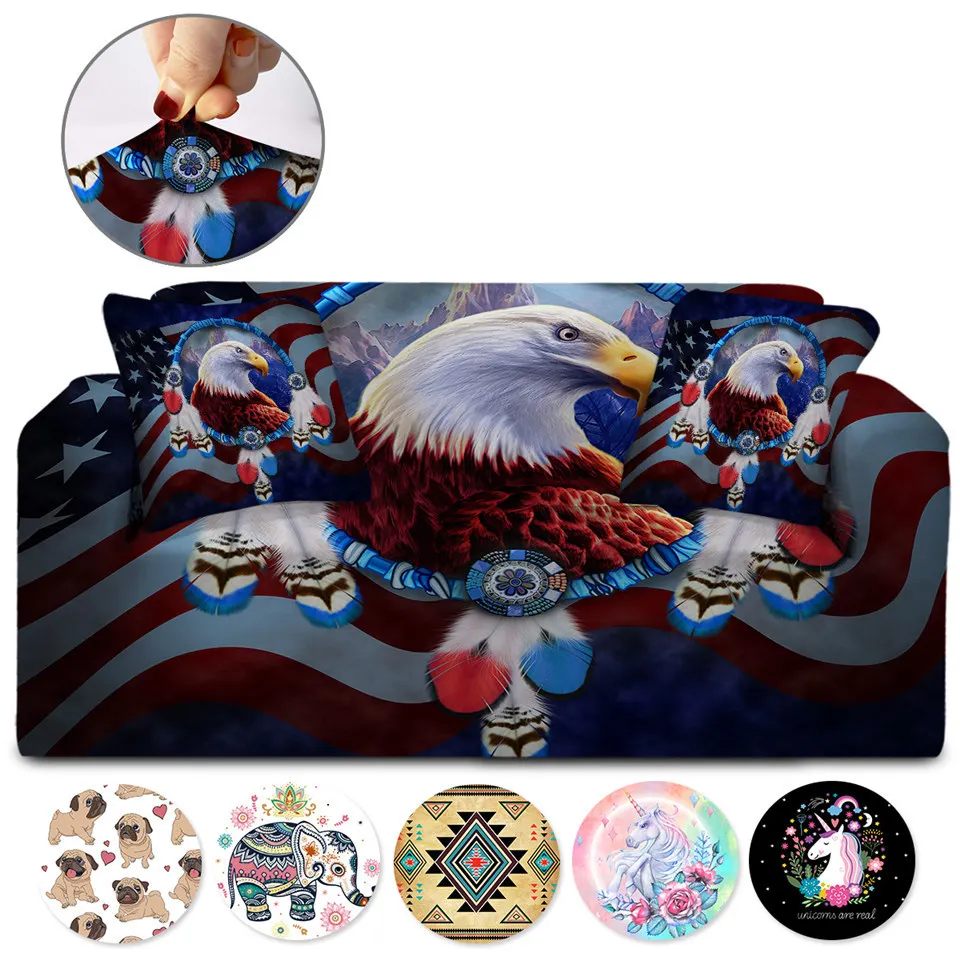 

Эластичный чехол для дивана серии American eagle, креативные домашние кушетки для гостиной, нескользящий пылезащитный секционный чехол для диван...