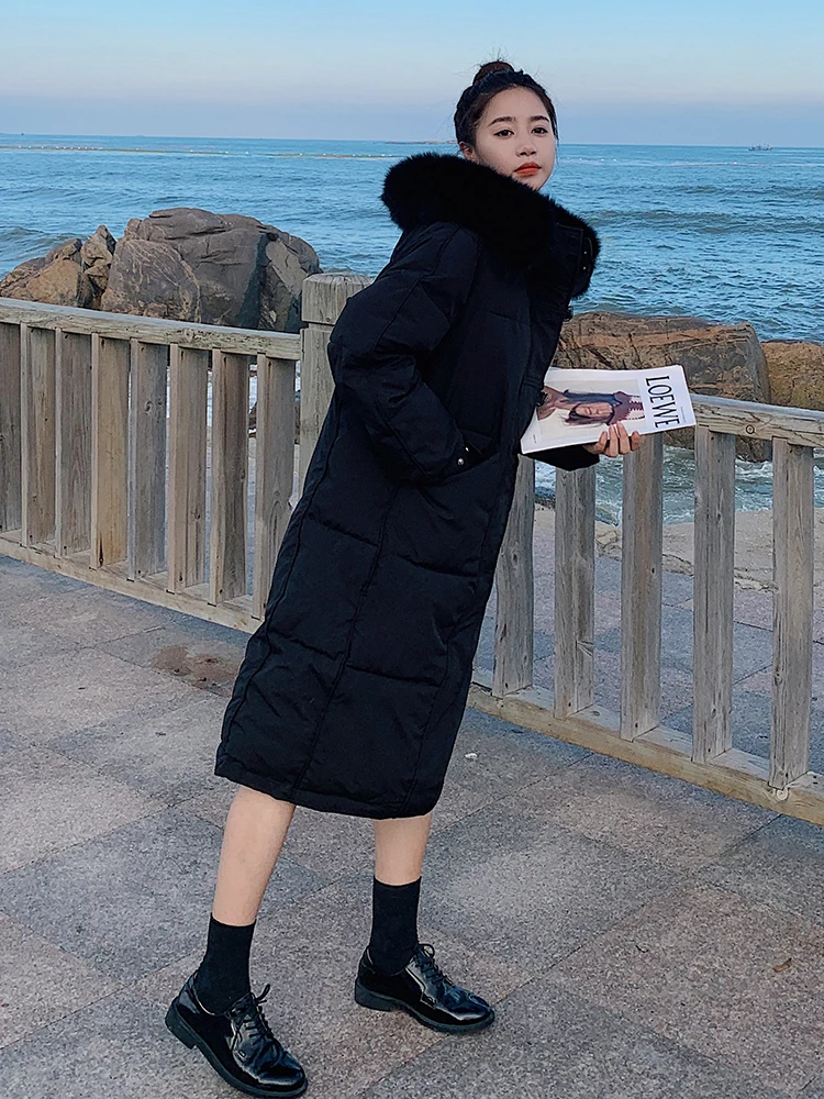 2022 Hot Sale Women Winter Jacket Long Warm Thicken Hooded With Fur Korean Style Fashion Female Coat Parka High Quality