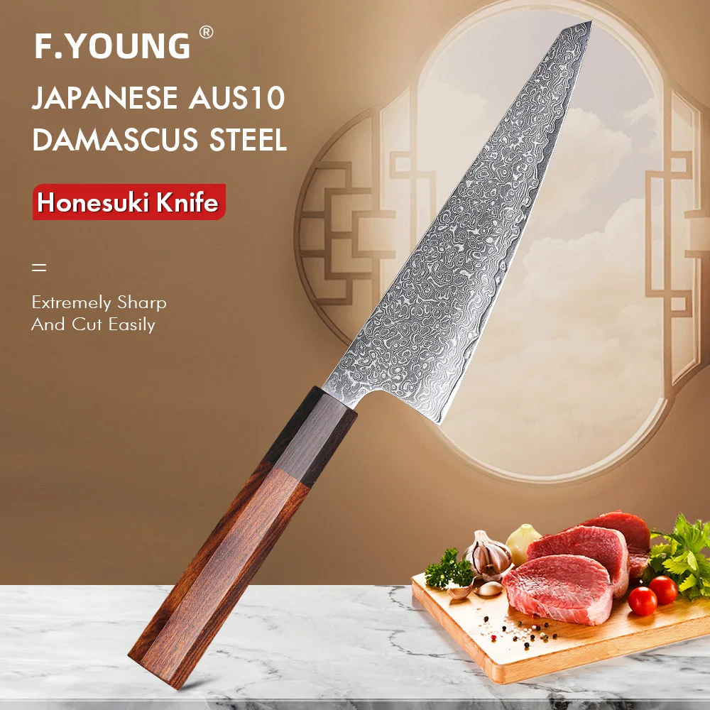 F.YOUNG 6 дюймов японский нож Honesuki из дамасской стали Профессиональные Кухонные ножи