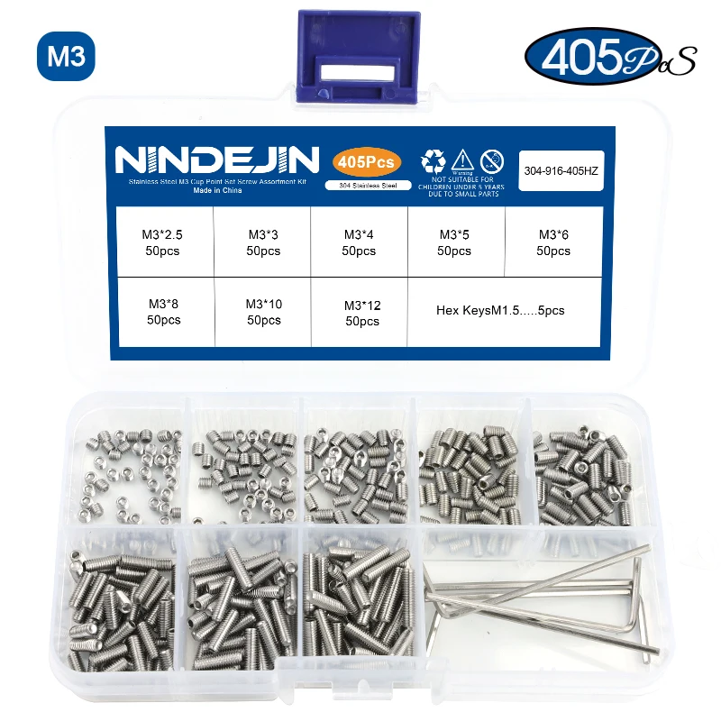 

Набор винтов NINDEJIN Grub M2-M10 нержавеющая сталь 355 шт