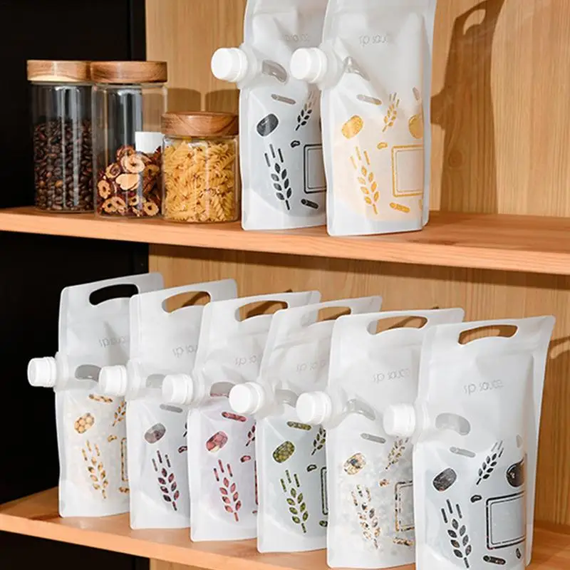 

Grain Storage Bags Food Storage Pouches Rice Packaging Bags Cereal Sealed Containers Transparent Grain Storage Suction Bags