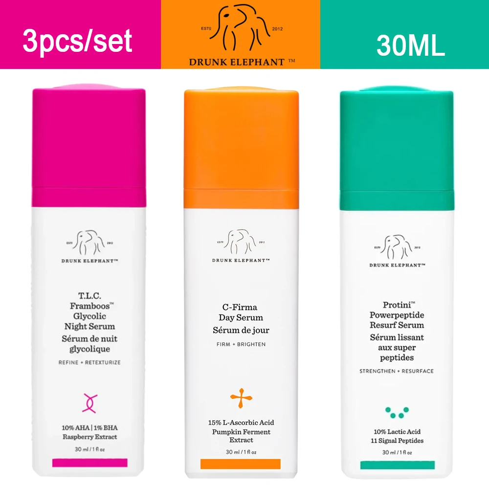 

Hot Sale 30ML Drunk Elephant Skincare Protini Resurf Serum/ C-Firma Day Serum / T.L.C Framboos Glycolic Night Serum
