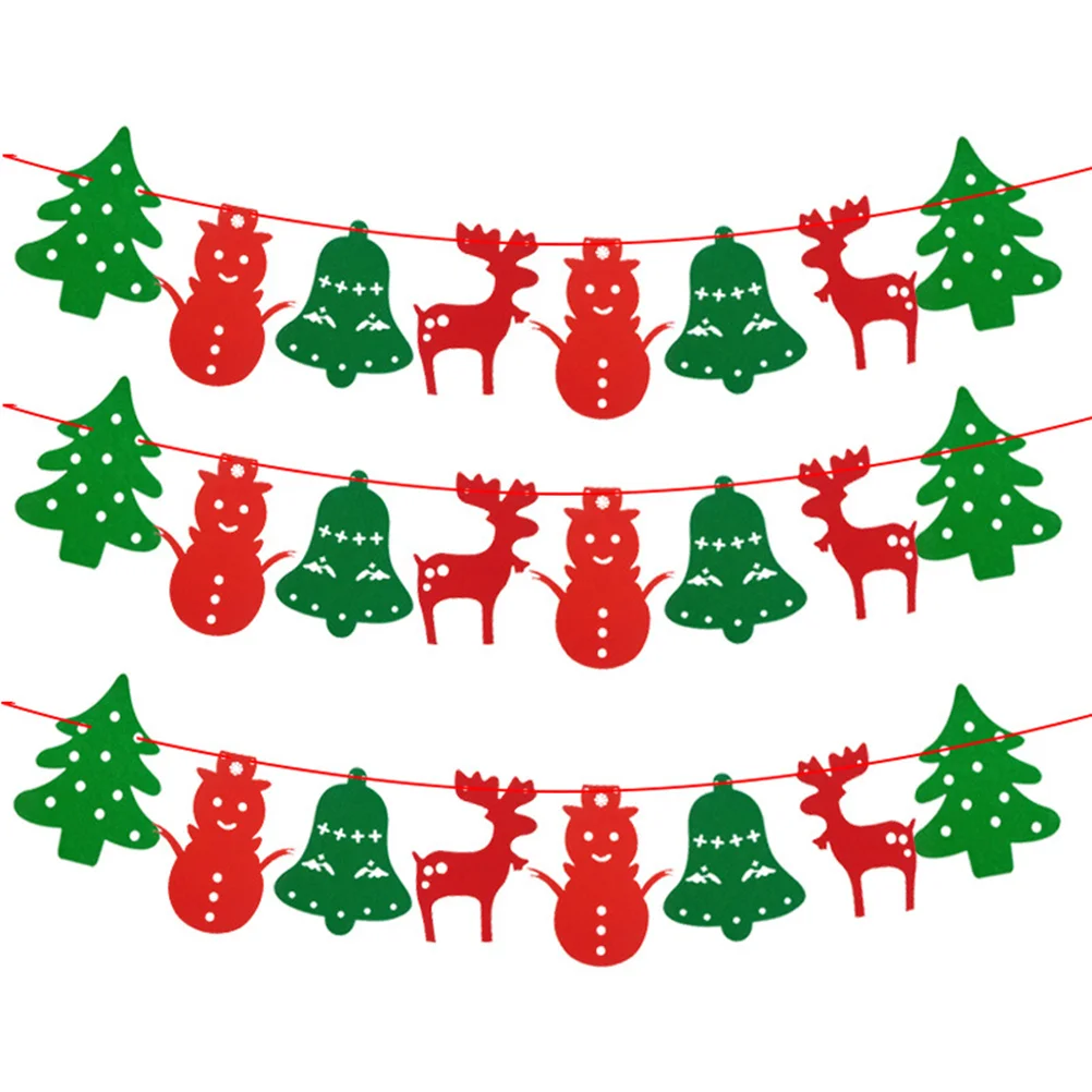 

3Pcs Nonwovens Delicate Christmas Themed Banner Christmas Bunting for Xmas Party