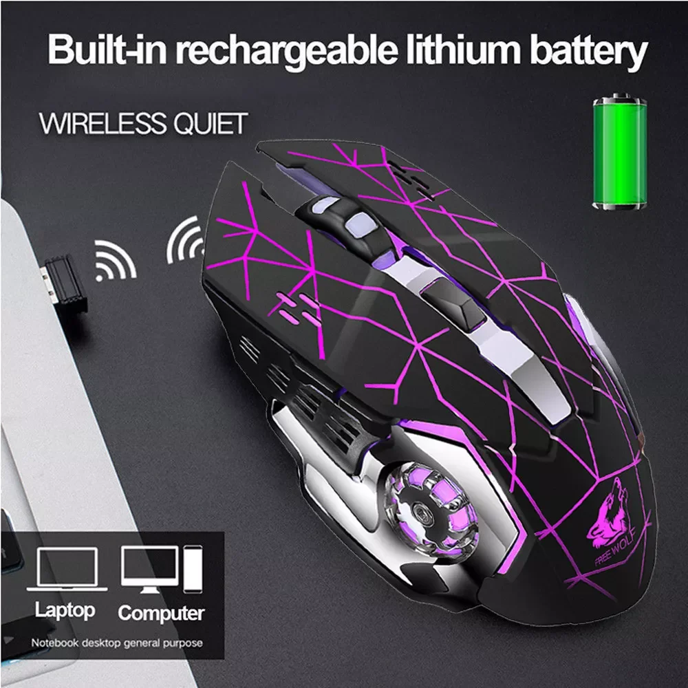 

Rechargeable X8 Wireless Silent LED Backlit USB Optical Ergonomic Gaming Mouse Computer Table Ergonomic Silent For PC Laptop