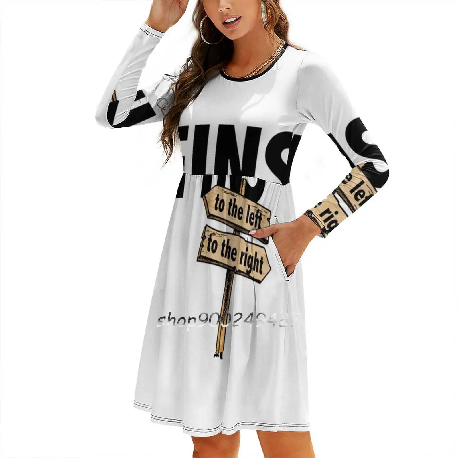 You Got Fins To The Left Right! Flare Dress Multiple styles Print Short and Long Sleeve Parrothead