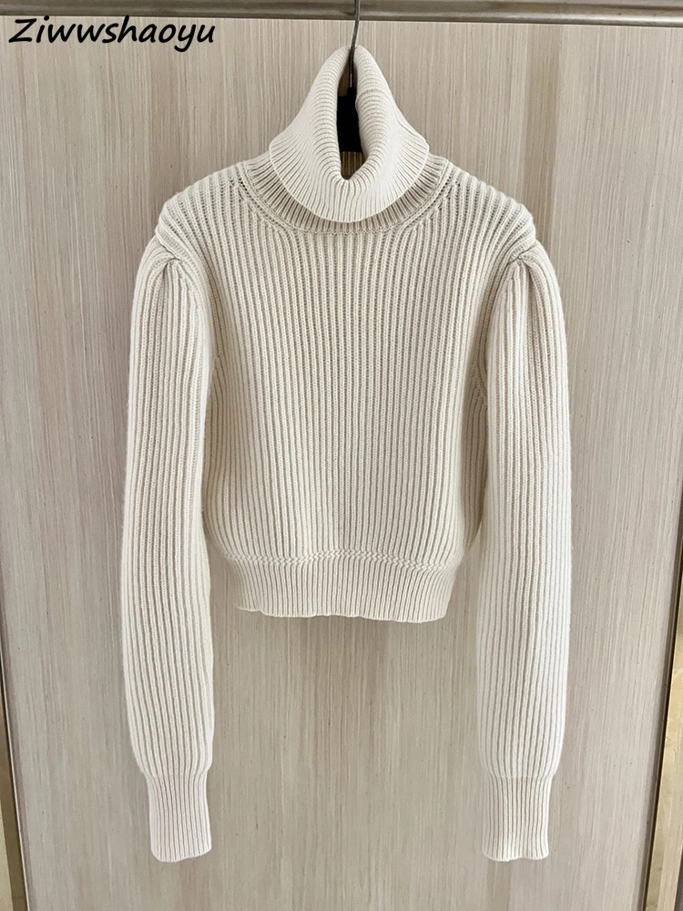 

Женский трикотажный свитер с длинным рукавом, белый однотонный шерстяной свитер с принтом в полоску, Осень-зима