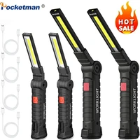 most bright cob led work lights foldable flashlight usb rechargeable torch inspection light portable worklight with battery lamp