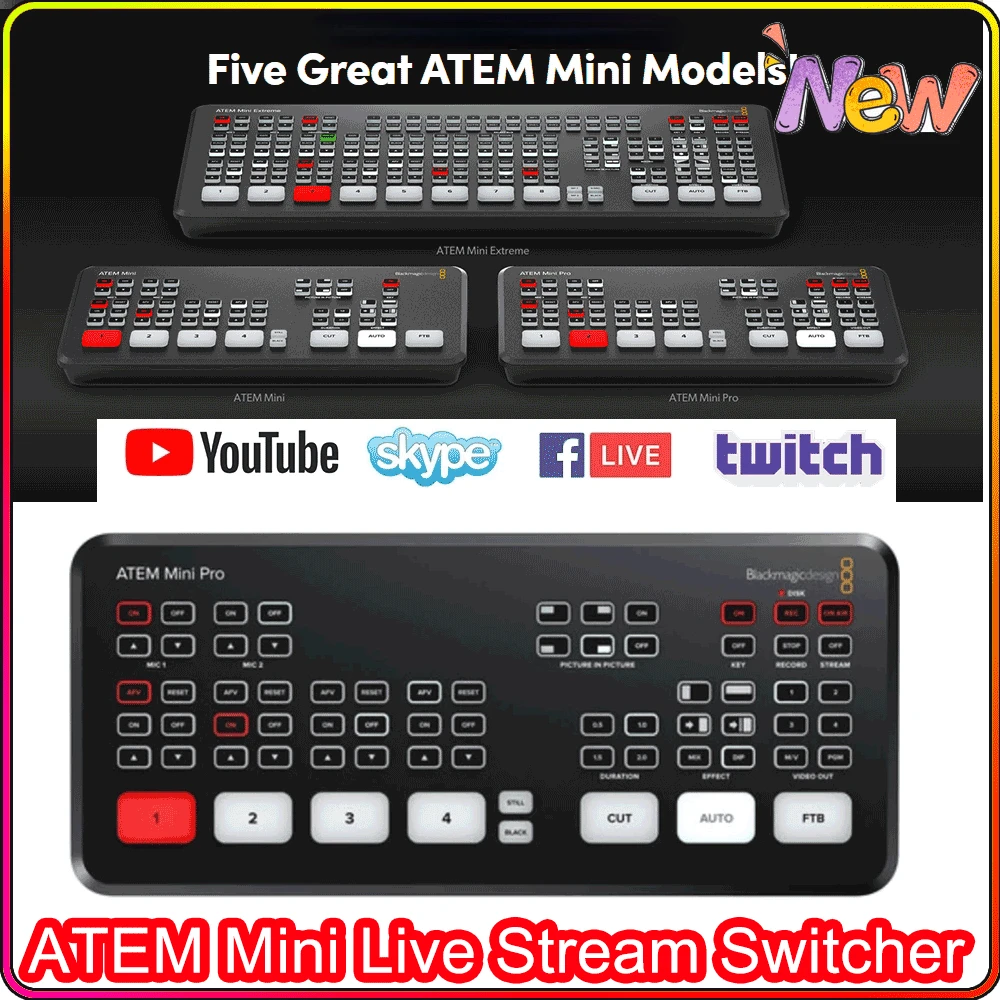 

Blackmagic Design ATEM Mini Pro ATEM Mini HDMI-совместимый переключатель потока в реальном времени мультипросмотр и запись новые функции