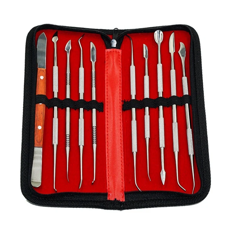 

10Pc Spatula Plaster Knife Practical Stainless Steel Versatile Teeth Wax Carving Tool Set Instrument