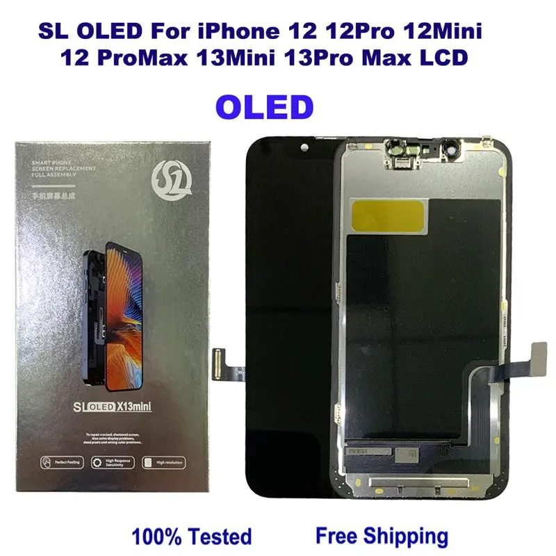 

SL OLED For iPhone 12 12Pro 12 Pro Max 13 13 Mini LCD Display 3D Touch Screen Digitizer Assembly Replacement Parts 100% Tested