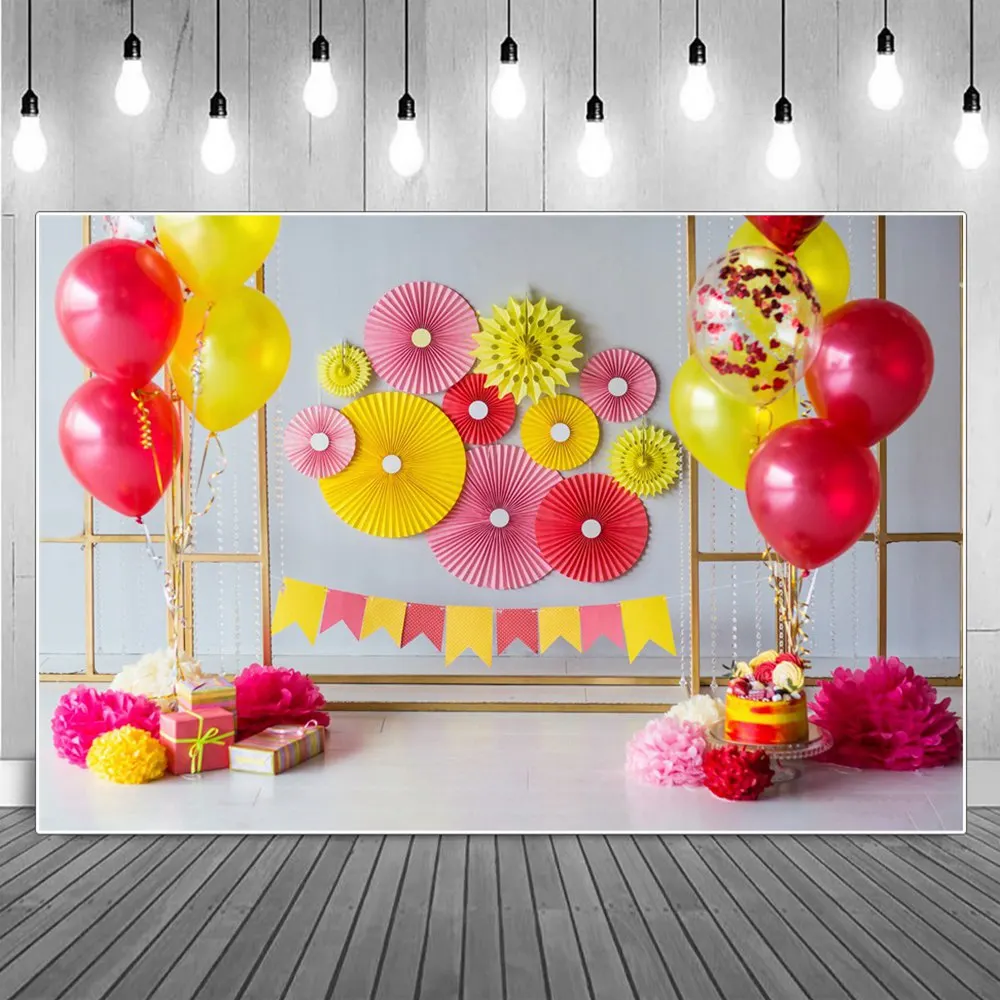 

Бумажные цветы флажки стены фотография Фон шары подарки торт домашние Фотообои