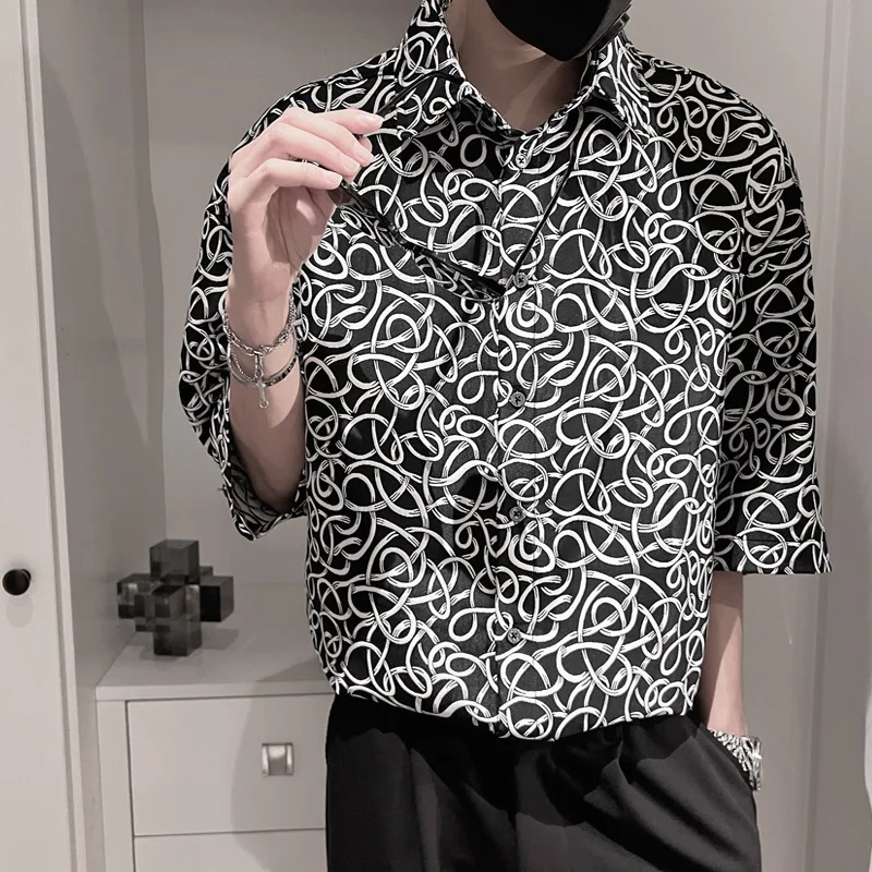

Summer Loose Shirts Men Fashion Print Short Sleeve Casual Shirts Streetwear Hip Hop Harajuku Oversized Shirt Men Clothing 2022