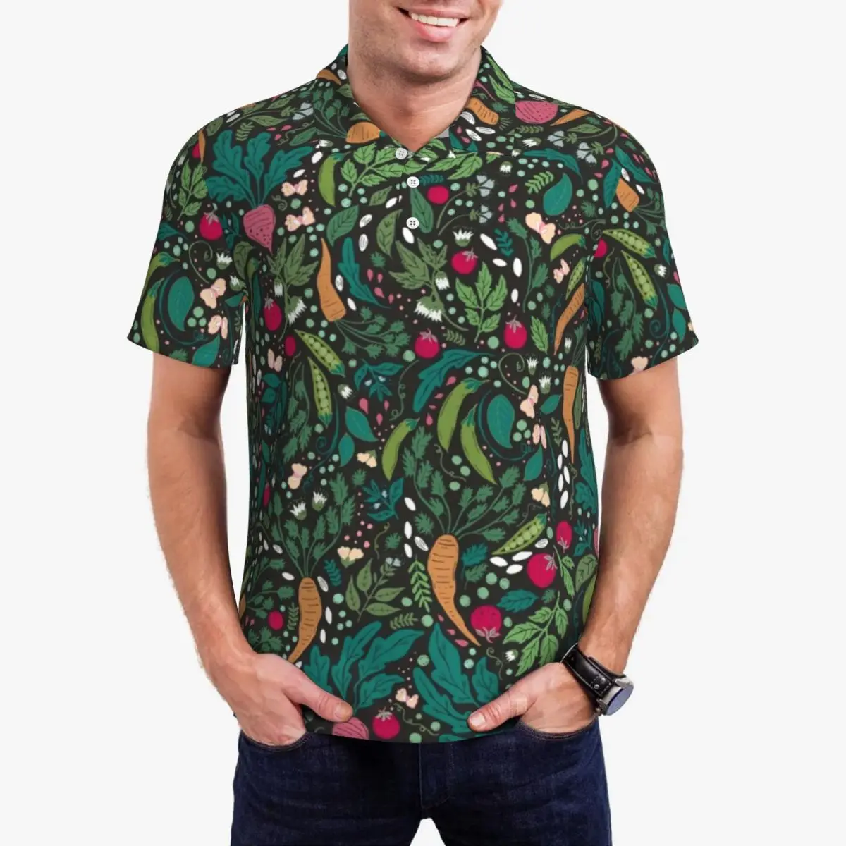 Farm To Table Polo Shirts Vegetable Print Casual Shirt Summer Y2K T-Shirts Man Short Sleeve Collar Graphic Oversized Clothing