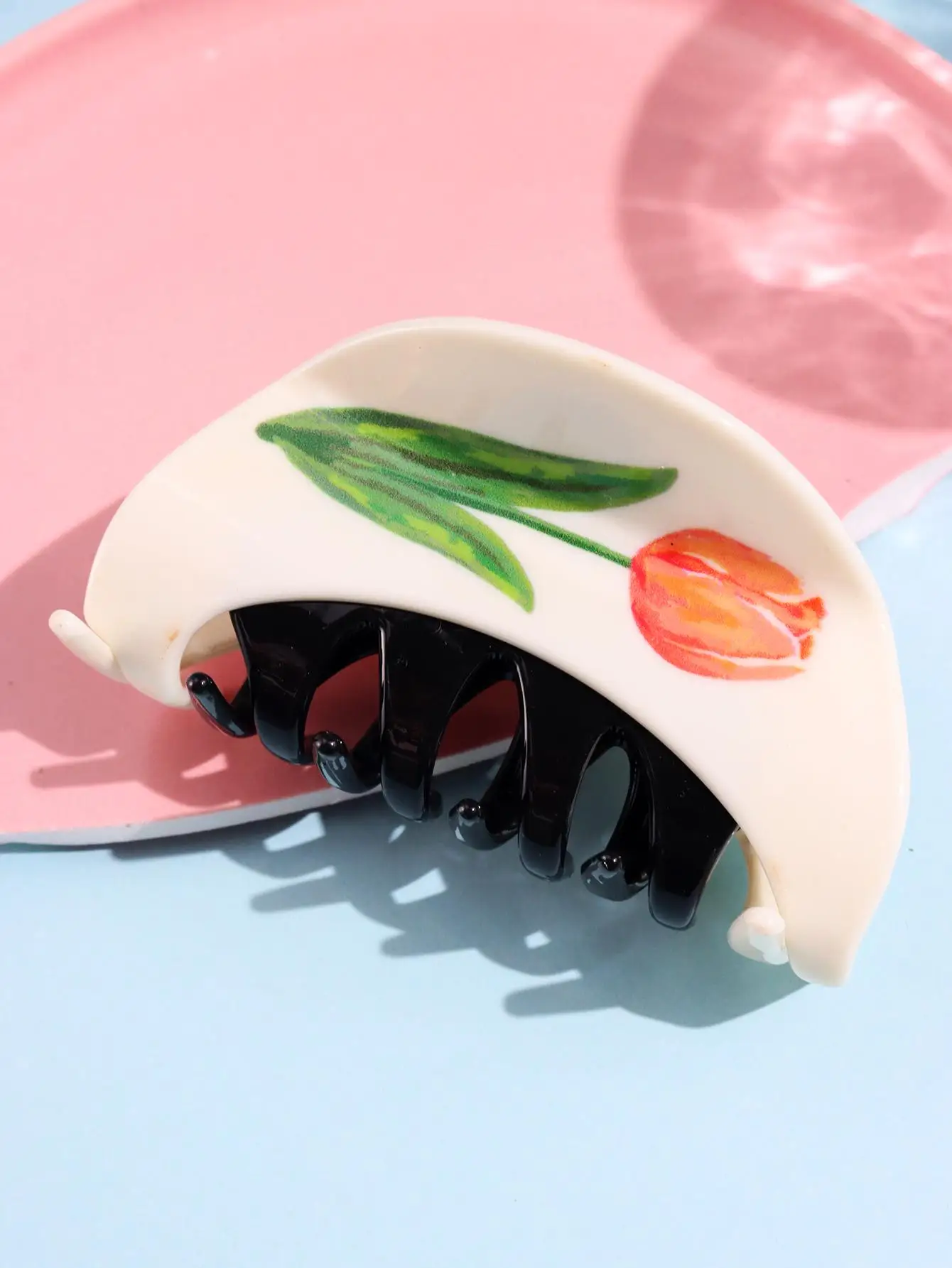 Необычные полукруглые разноцветные принты тюльпаны вишневая смола коготь для