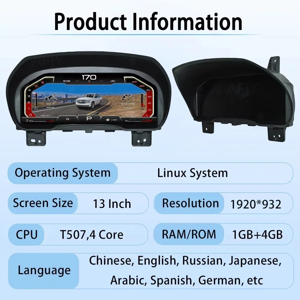 Цифровая приборная панель LCD для Chevrolet Silverado 2014-2019, GMC Sierra, виртуальный спидометр, экран приборной панели (art.: 3920da68f27ee) - 3920da68f27ee