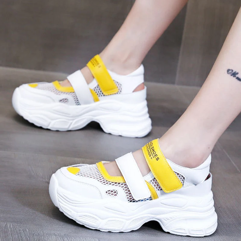 7CM Women Sandals Mesh Hook&Loop Comfy Platform 2023 Soft Women Lightweight Casual Beach Summer Sandals Outdoor Female Sandals