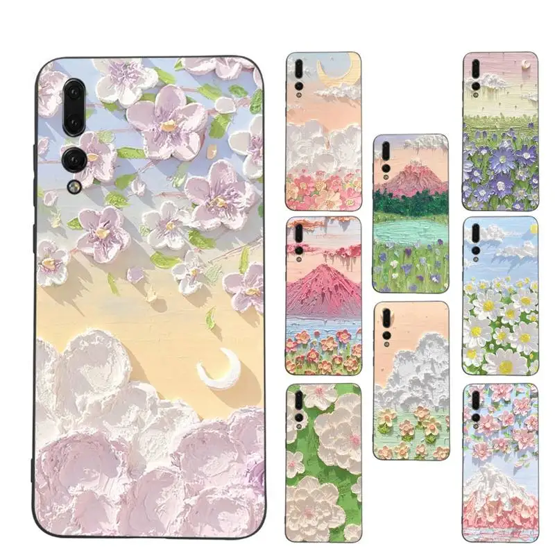 

Relief painting flower Phone Case for Samsung A51 A30s A52 A71 A12 for Huawei Honor 10i for OPPO vivo Y11 cover