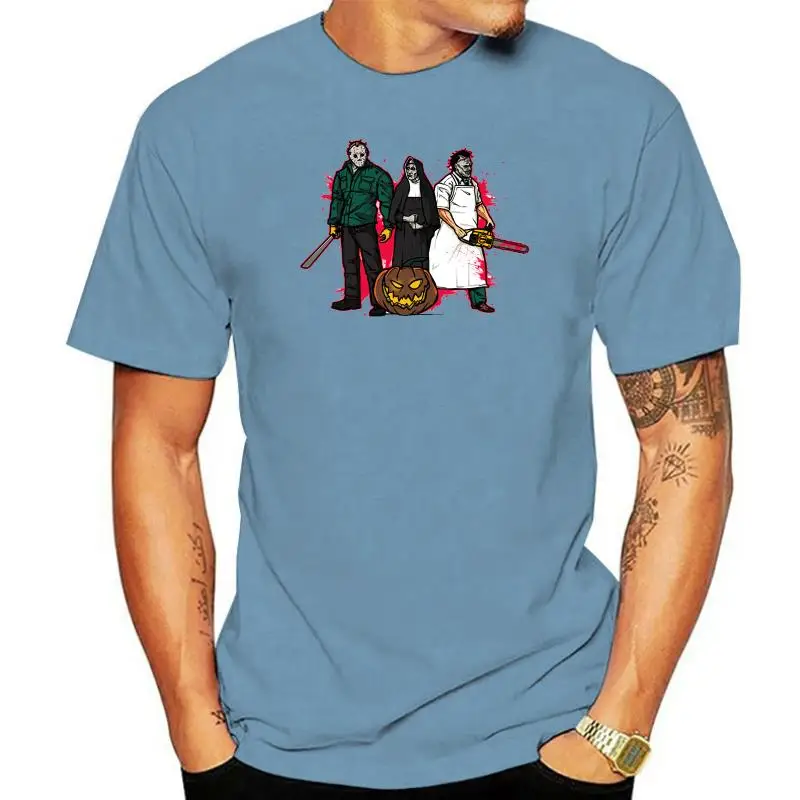 

Casual Men's t-shirt Horror Villains Michael Myers Leatherface And The Nun Awesome Artwork Printed Tshirt Tees Tops Harajuku
