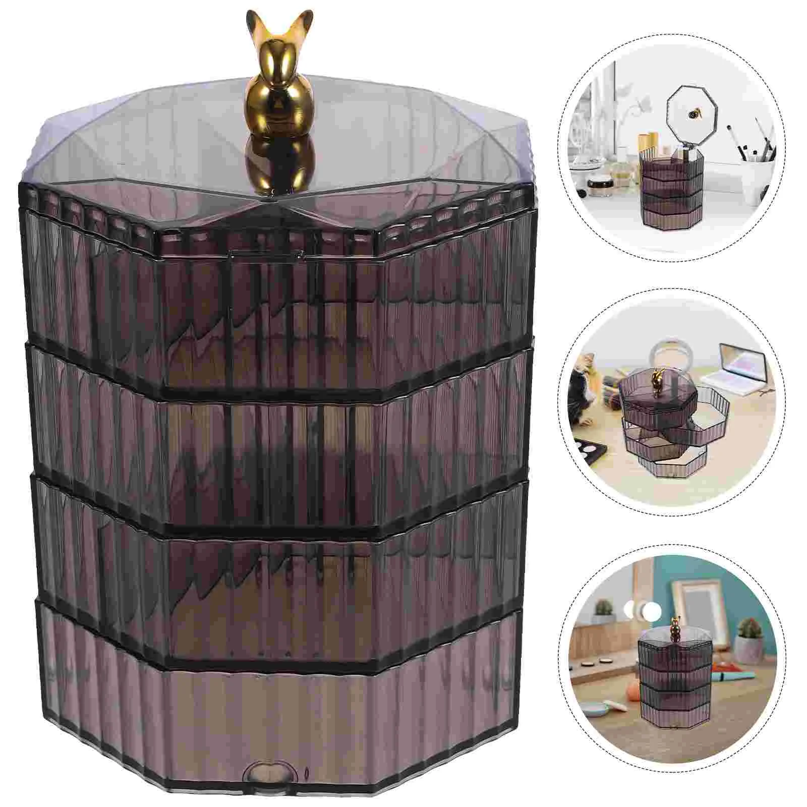 

Rotation Jewelry Box 4-layer Ear Stud Earring Organizer Bracelet Box Hair Tie Box