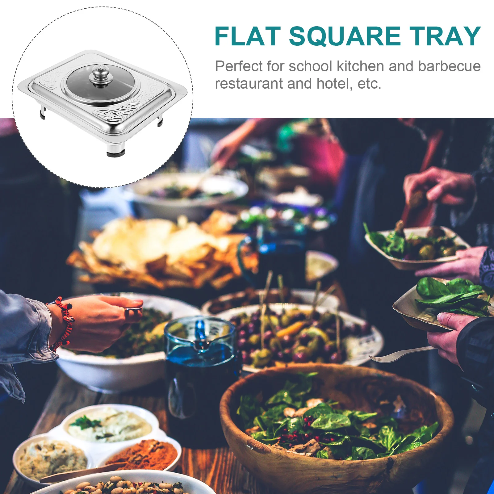 

Buffet Tray Dish Serving Chafing Server Plate Warmer Metal Stainless Steel Rectangular Trays Dinner Chafer Cold Platter Dishes