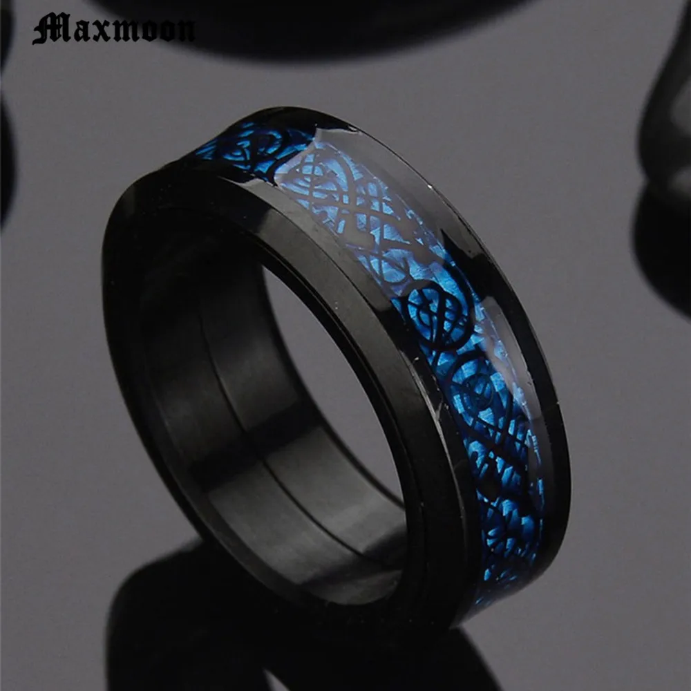 Maxmoon Винтаж Бесплатная доставка Дракон кольцо из нержавеющей стали 316L мужские