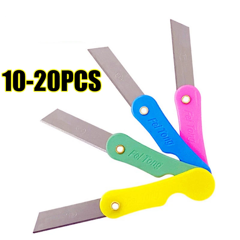 

10-20pcs Colored Plastic Folding Utiltiy Knife Vintage Durable Sharp Portable Express Box Paper Cutting Pencil Safety Art Knife