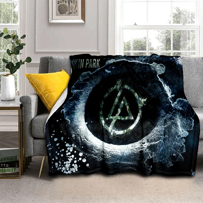 Фото Горячее классическое мягкое плюшевое одеяло L-Linkin Park Rock Band, фланелевое одеяло для гостиной, спальни, пикника, кровати, дивана №4