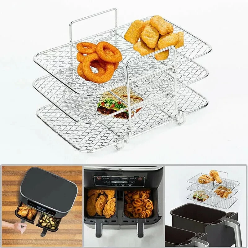 3-слойная стойка для фритюрницы штабелируемая гриля нержавеющая сталь