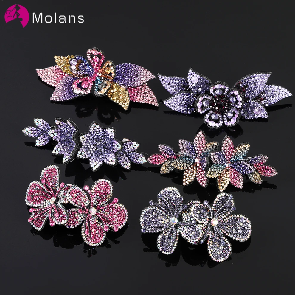 

Molans Rhinestone Ponytail Holder Hair Claws Crab Crystal Flower Hair Clips Barrettes Hairpin Bands Hair Accessories For Women