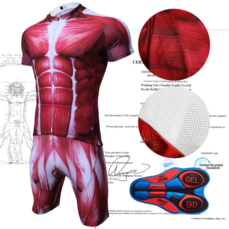 

Muscle Men Cycling Jerseys Set Bike Wear Team Clothes Quick-Dry bib gel Sets Clothing Ropa Ciclismo uniformes Maillot Sport Wear