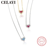celayi necklace for women 925 sterling silver heart shaped necklace zircon light luxury high end collarbone chain jewelry gift