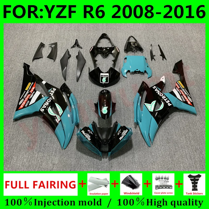 

Motorcycle full Fairing Kits For Yamaha YZF R6 2008 2009 2011 YFZ-R6 08 09 10 11 12 13 15 16 ABS Fairings Bodywork set petronas