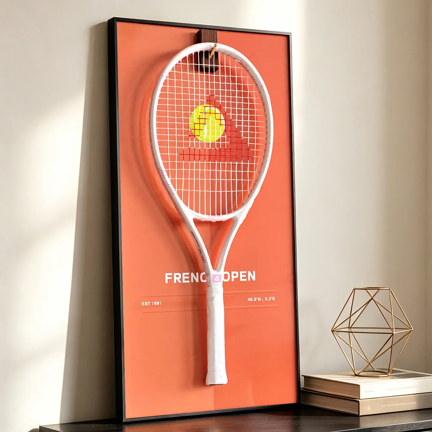 Фото Декоративная рамка для теннисной ракетки Grand Slam, настенный держатель для спортивных сувениров с крючком, только рамка, без ракетки. №1