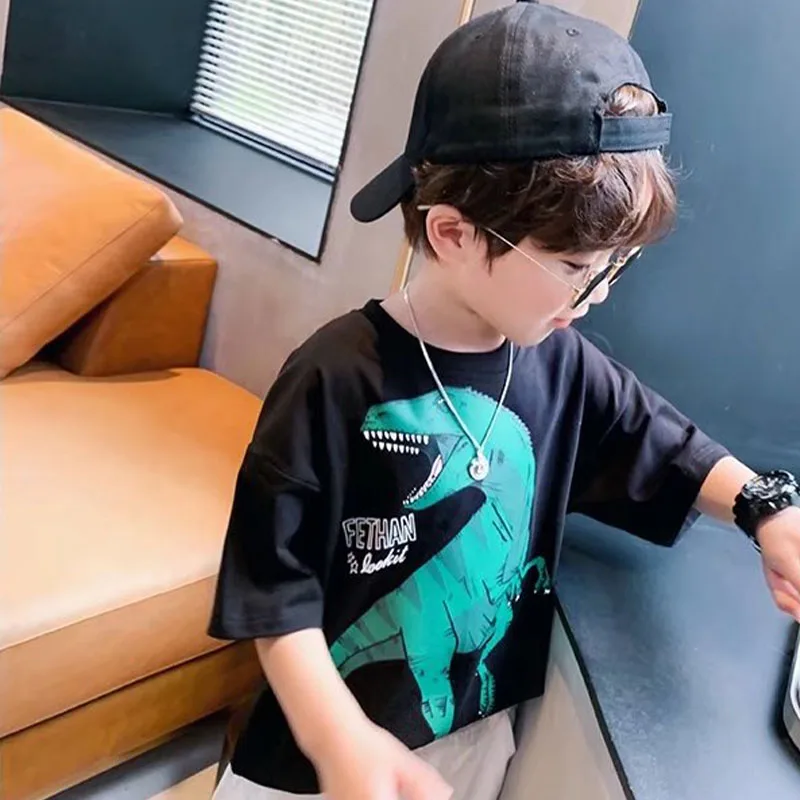 Летние новые милые футболки с круглым вырезом для девочек изображением животных