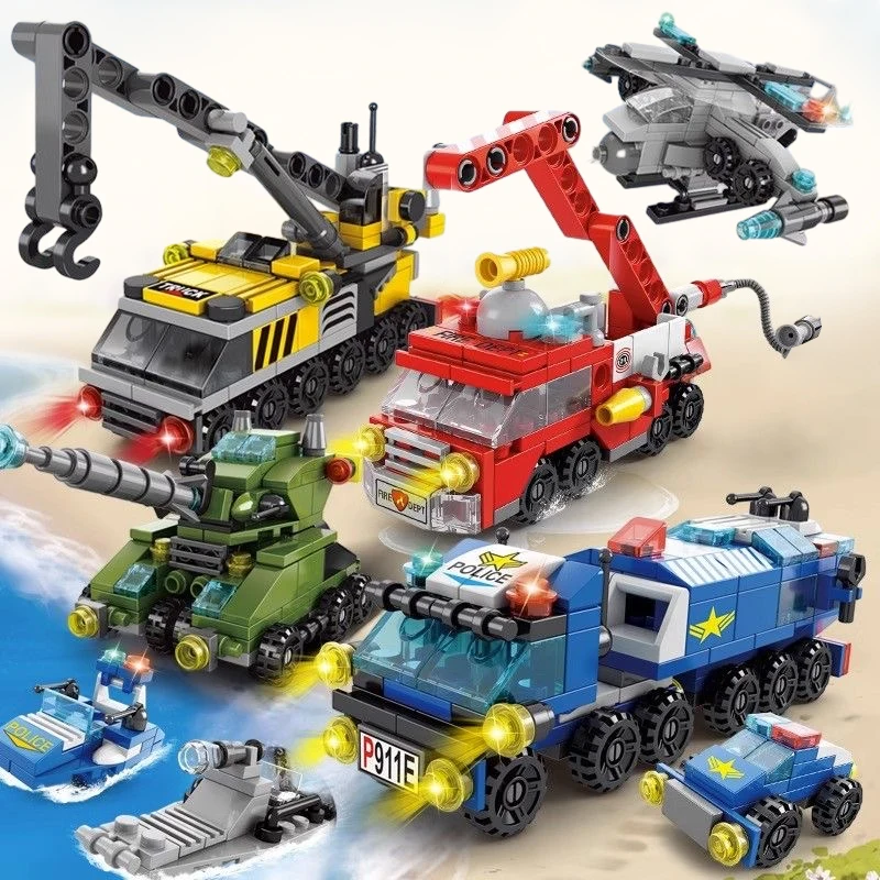 

6 in 1 Kids Bricks Vehicle Shapes Aviation Spaceport Model Building Blocks Construction Baby Intelligence Development Toys Gift