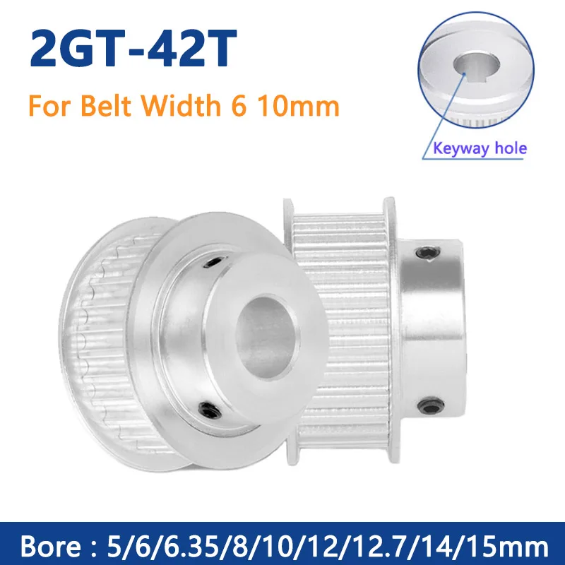 

1pc 42T 2GT Timing Pulley Bore 5 6 6.35 8 10 12 12.7 14 15mm for Width 6mm 10mm GT2 Synchronous Belt 3D Printer Parts 42 Teeth