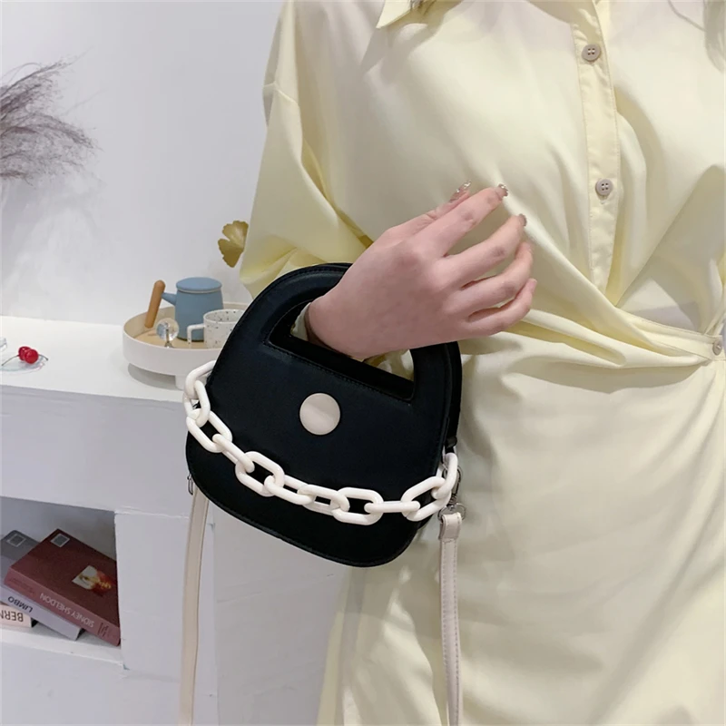 Acrylic Chain Women's Bag 2022 Trend PU Leather Crossbody Shoulder Bag Luxury Designer Handbag INS Small Tote Messenger Bag Y2K