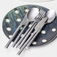 nordic luxury western tableware matte camping kitchen birthday fork knife spoon breakfast set couverts de table home kitchenware