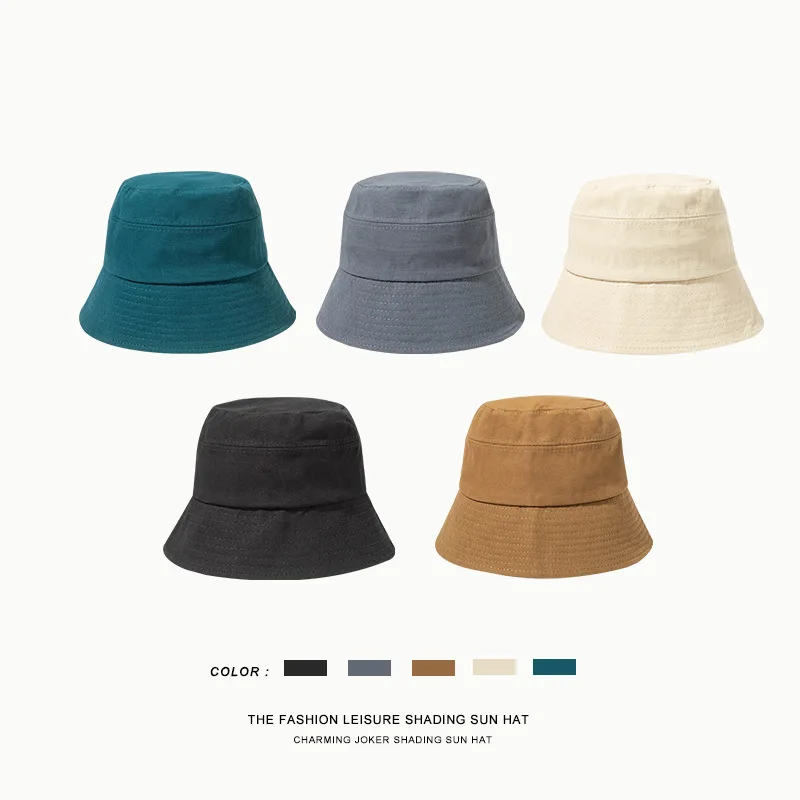 2022 New Unisex Bucket Hats for Women Men Summer Spring Fashion Casual Panama Sunhat Outdoor Cap Flat Fisherman Hat Plain Solid