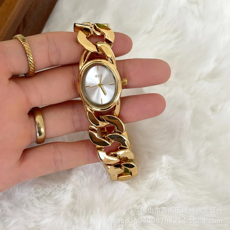 Синие элегантные женские часы iekemaldive на цепочке в Корейском стиле с особым