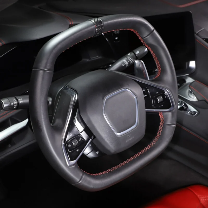 Черный ковающий узор кольцо на руль автомобиля накладка наклейка для Corvette C8 2020-2023