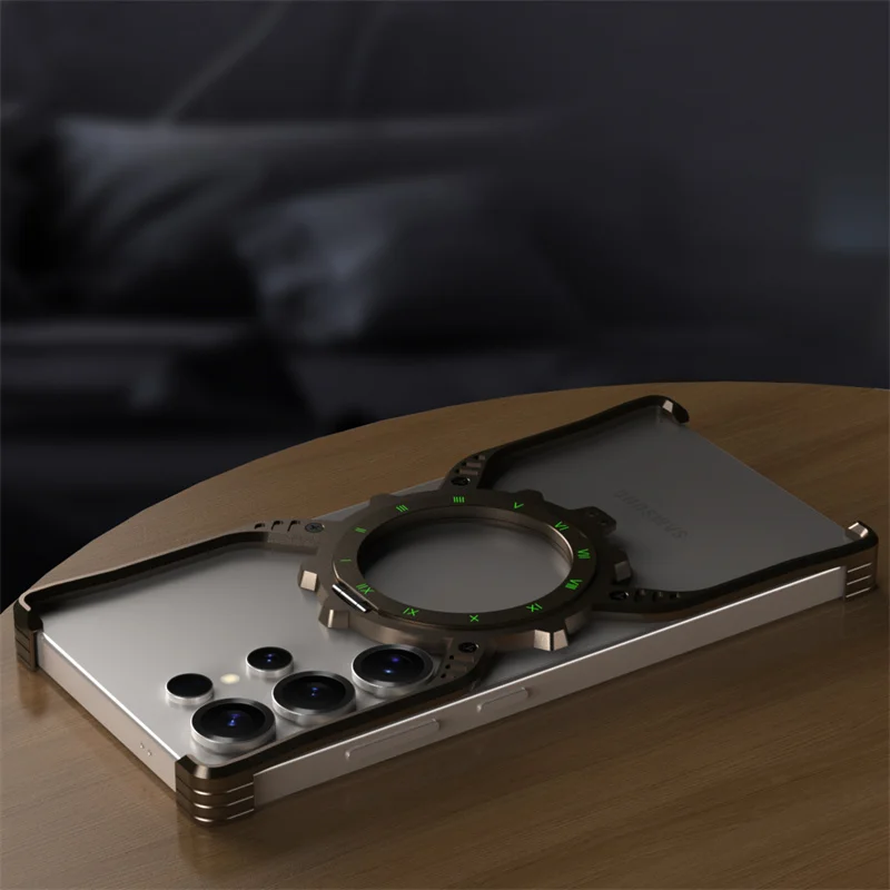 Металлический чехол Magsafe Frame для Samsung Galaxy S25 S24 S23 S22 Ultra, беспроводная зарядка, сплав 360° °   Крышка бампера вращающегося кронштейна (art.: 3920cd56fbb8d) - 3920cd56fbb8d