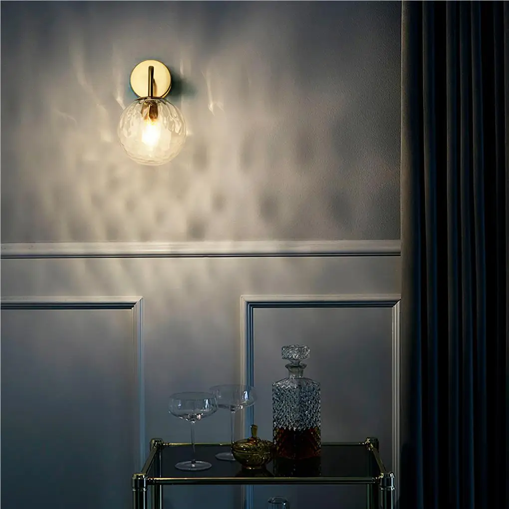 

Настенный светильник, Золотая стеклянная шариковая лампа, прозрачный, не ослепительный, ночник, светильник с кабелем для спальни, кухни, кор...