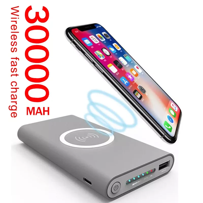 

NEW2023 30000mAh portable Power bank 2 USB mobile phone external battery charger for iphone and