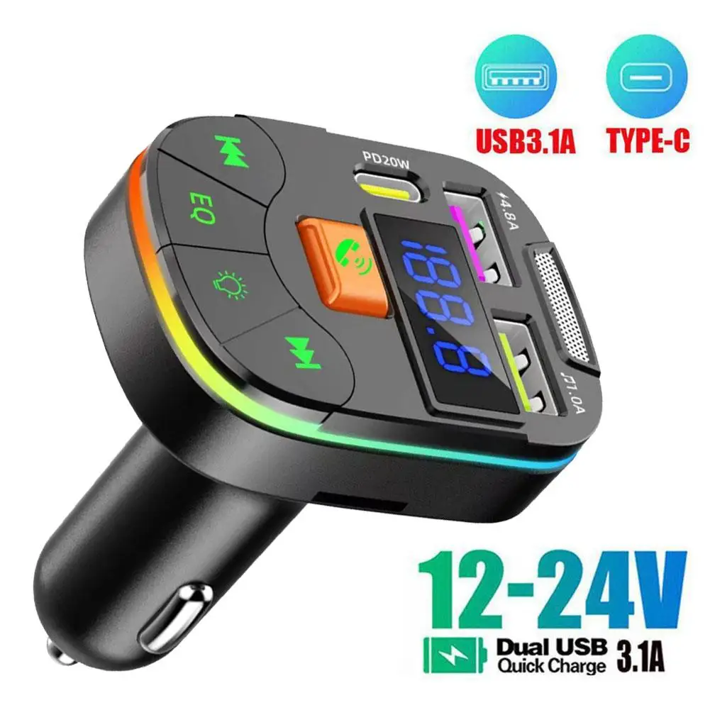 

FM-трансмиттер автомобильный с поддержкой Bluetooth 5,3 и двумя USB-портами, а