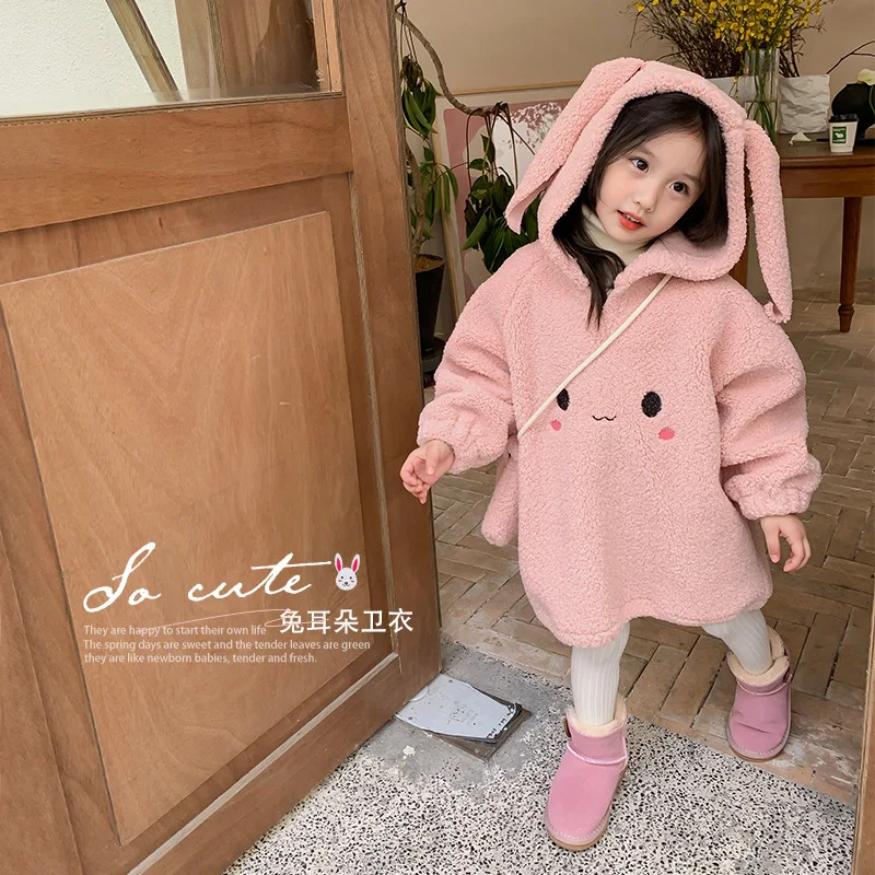 

Детская флисовая куртка с сумкой, с мультяшным принтом