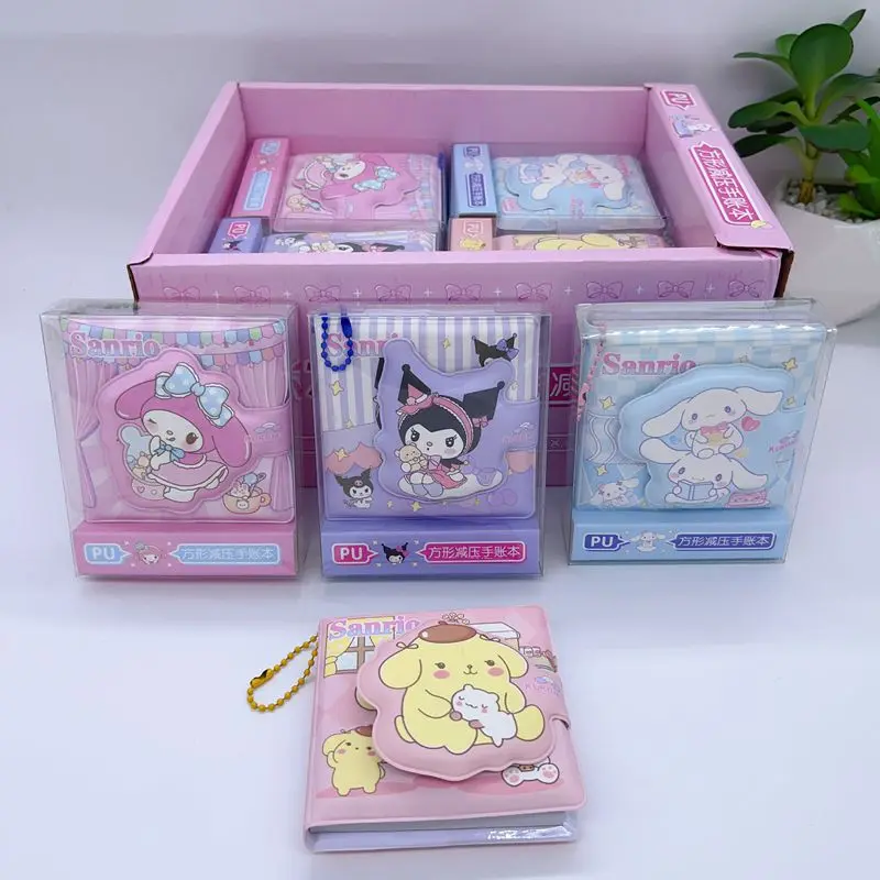 

16 шт. Sanrio Note Book Kuromi Cinnamoroll Pu декомпрессионный портативный блокнот, дневник, книжка для студентов, Обучающие канцелярские принадлежности оптом